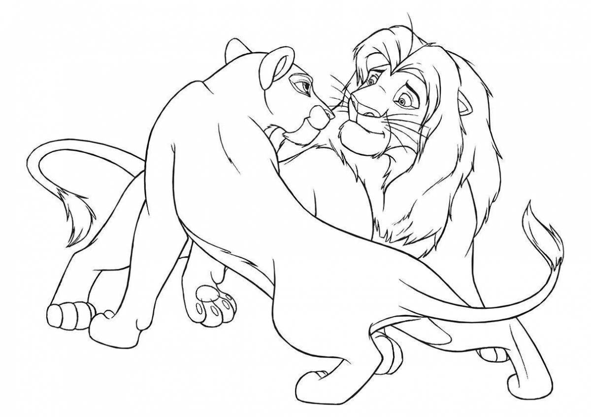 Coloring book gorgeous seated lioness