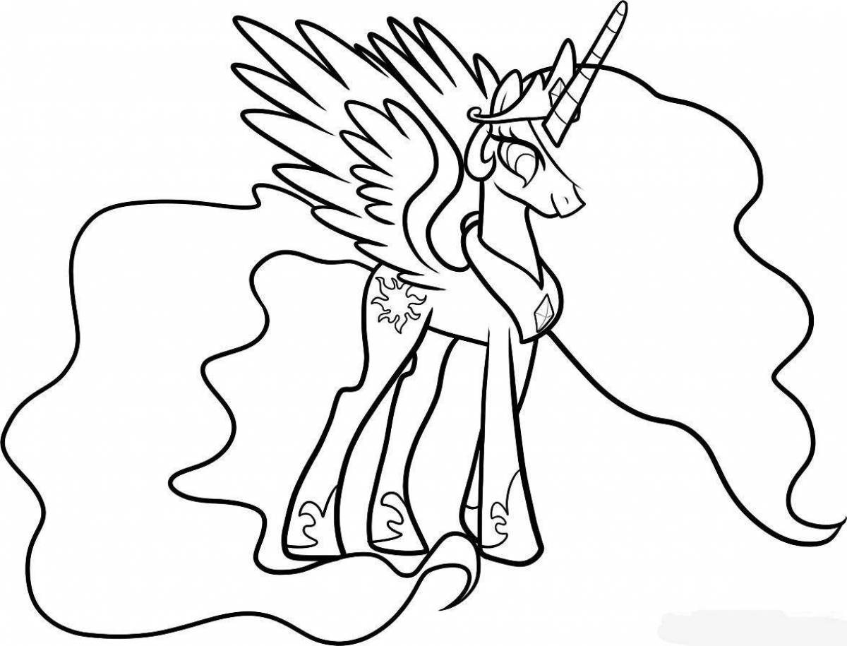 Celestia little pony coloring page