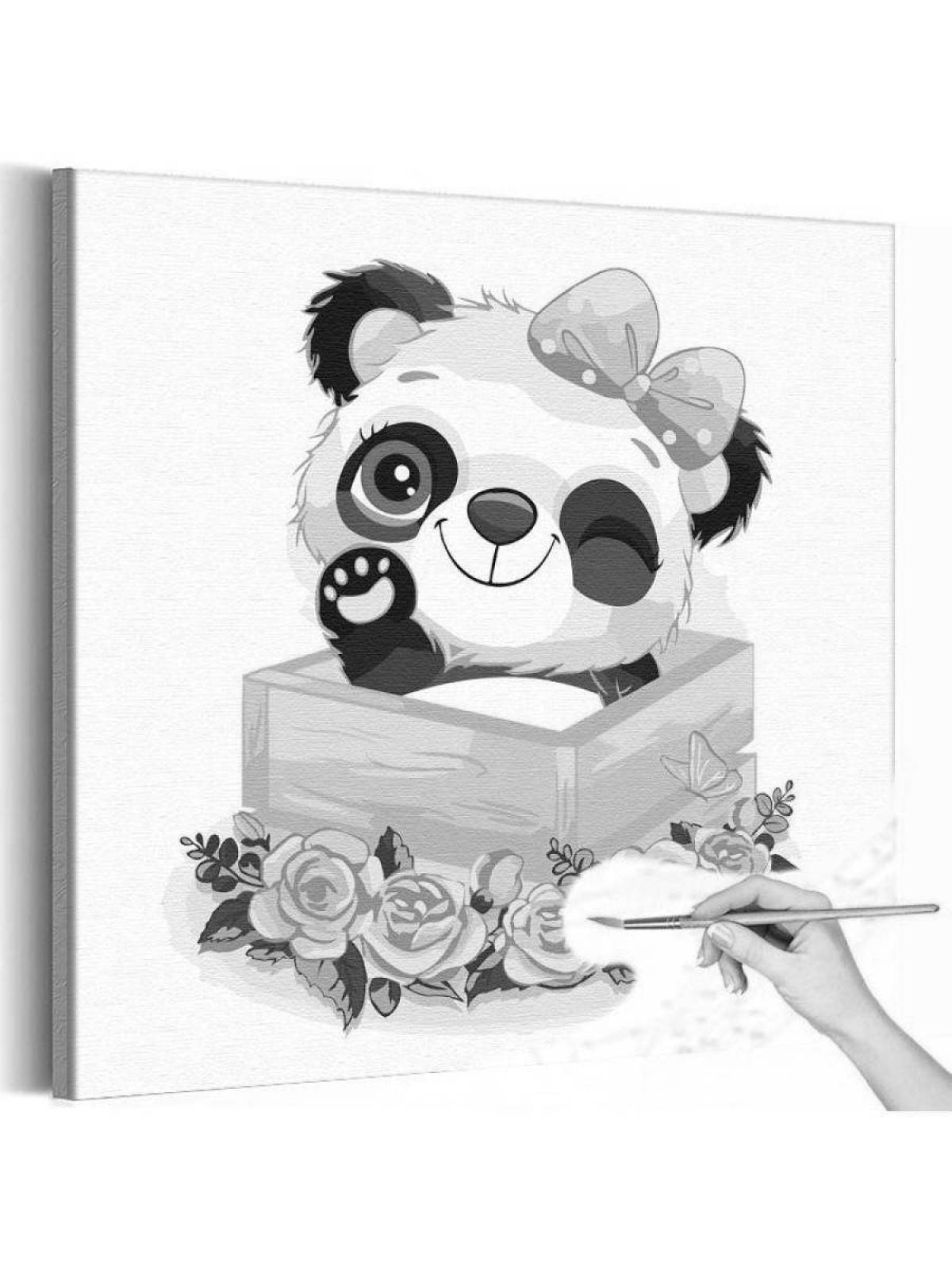 Coloring adorable panda by numbers