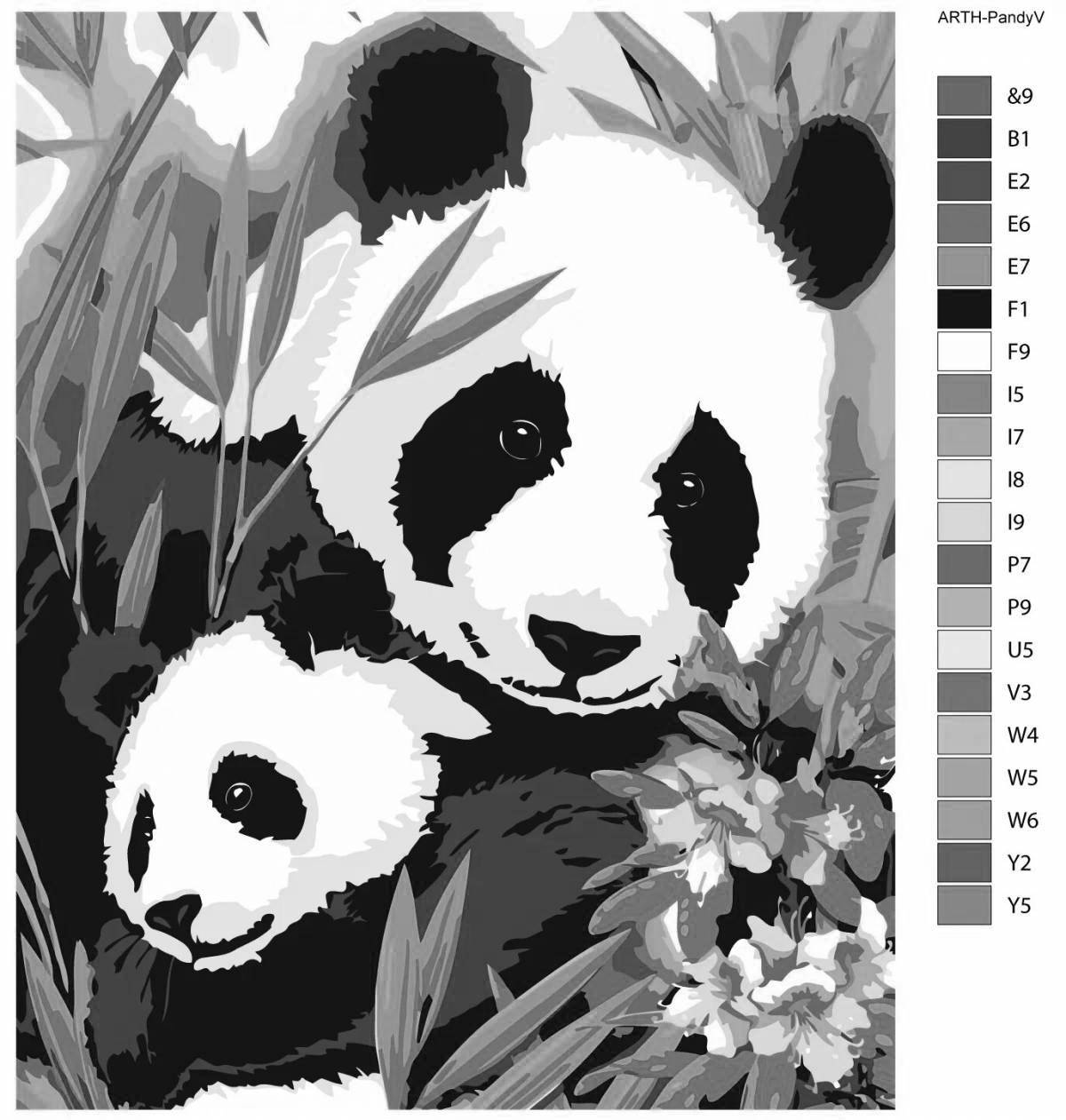 Adorable panda color by number