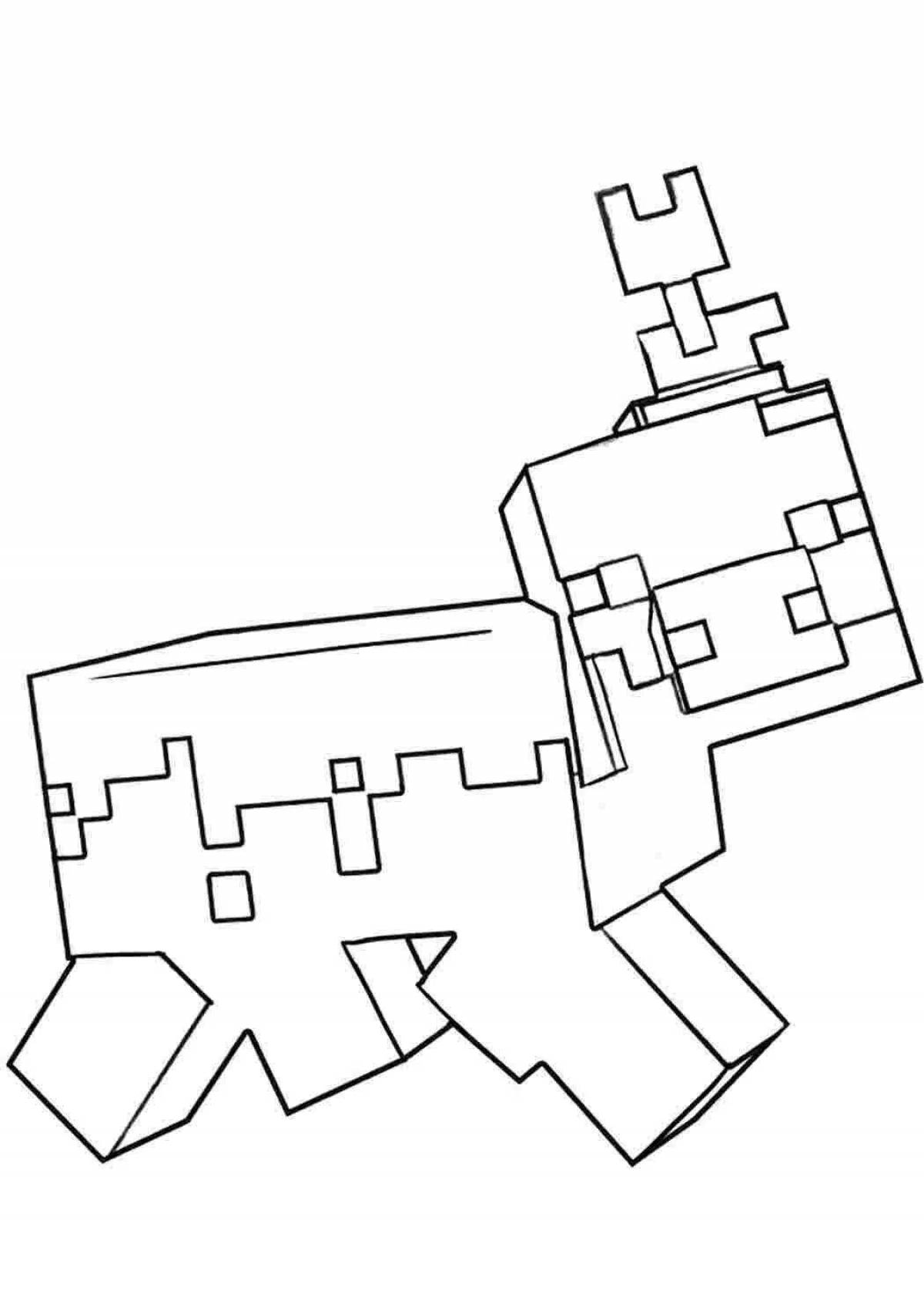 Colorful minecraft pig coloring page