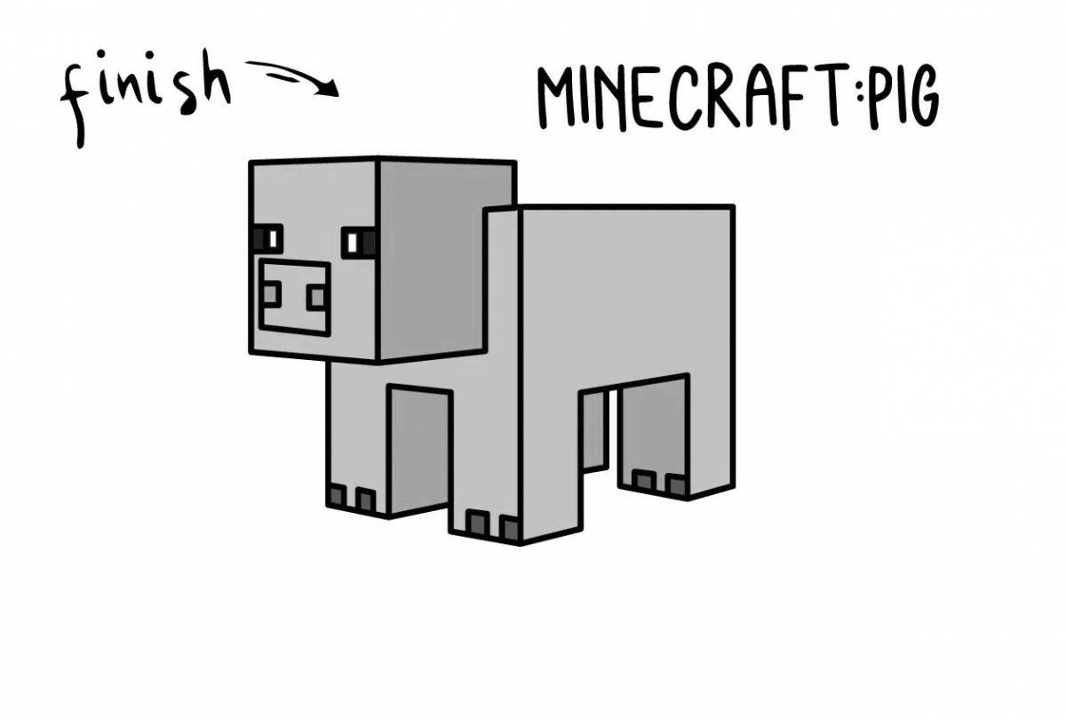 Cute pig minecraft coloring pages