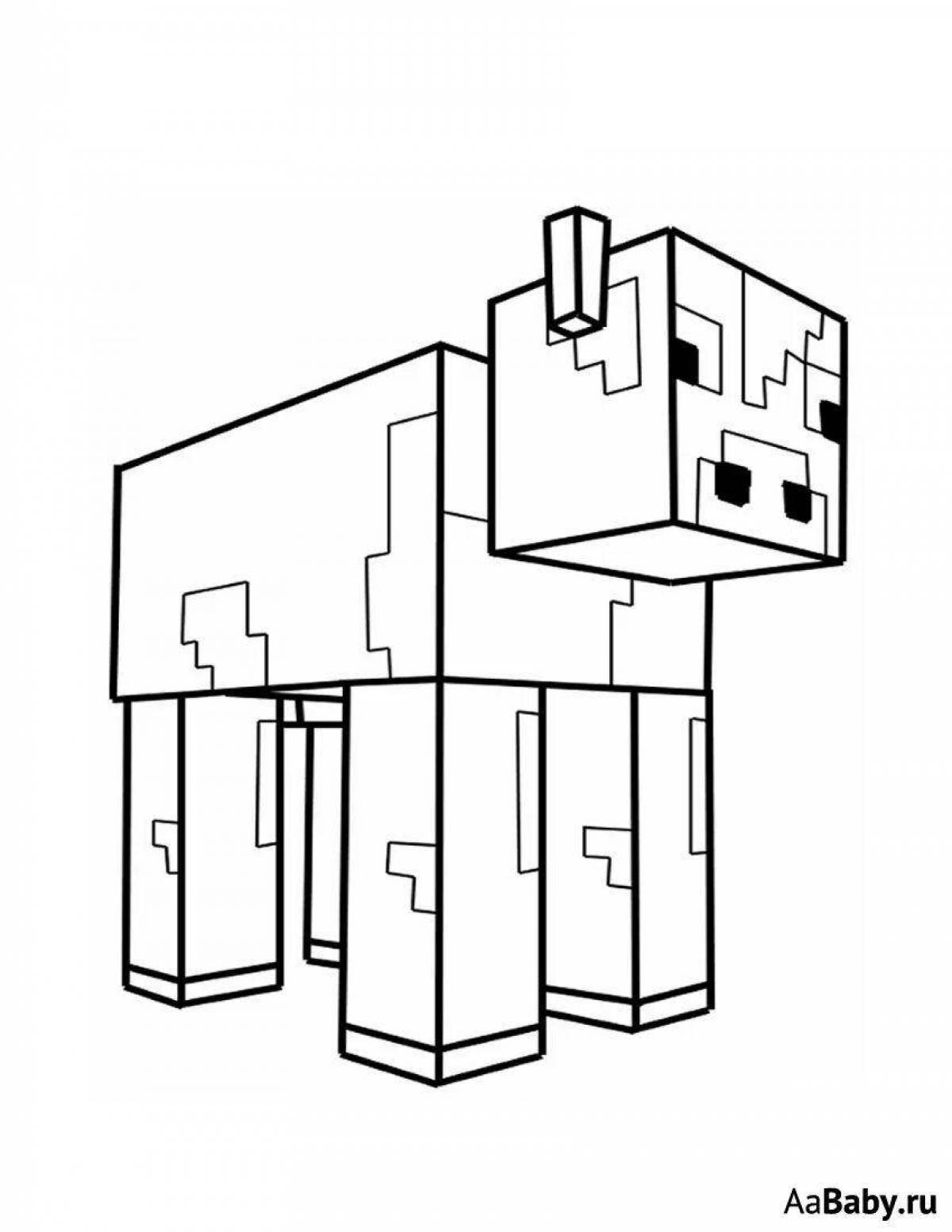 Detailed minecraft pig coloring page