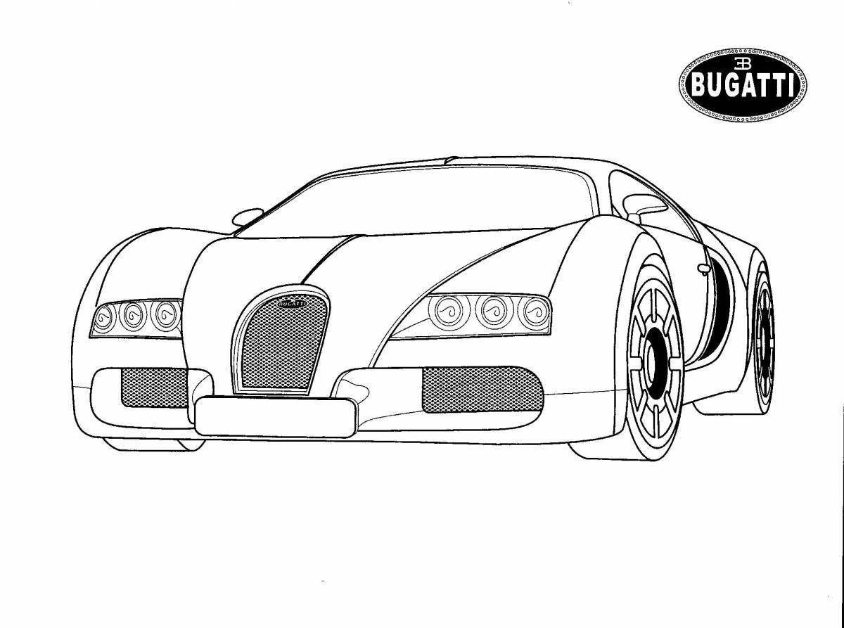 Яркая раскраска bugatti для детей