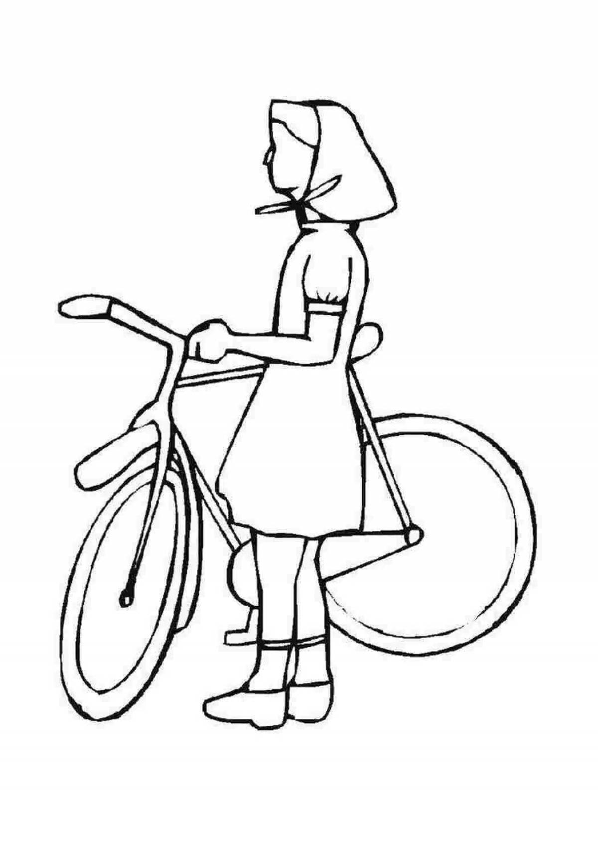 Сияющая девушка на велосипеде