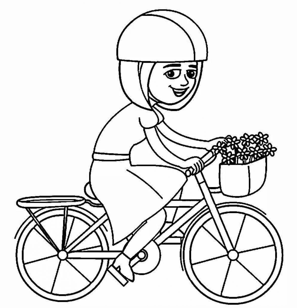 Игривая девочка на велосипеде