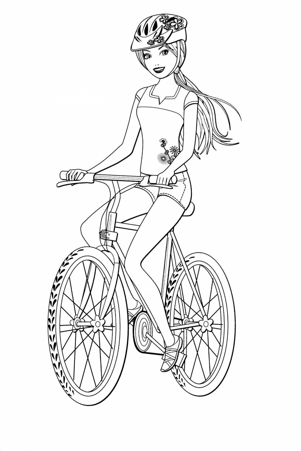 Living girl on a bike