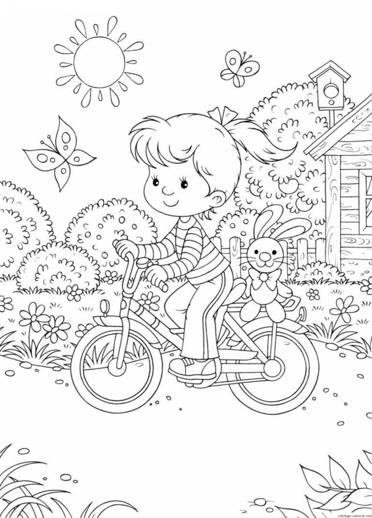 Пузырчатая девочка на велосипеде