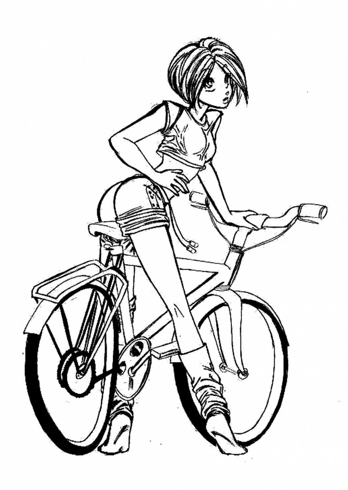 Bright girl on a bike