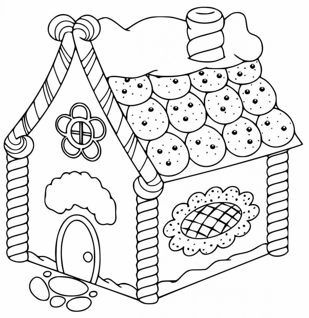Adorable gingerbread house coloring book