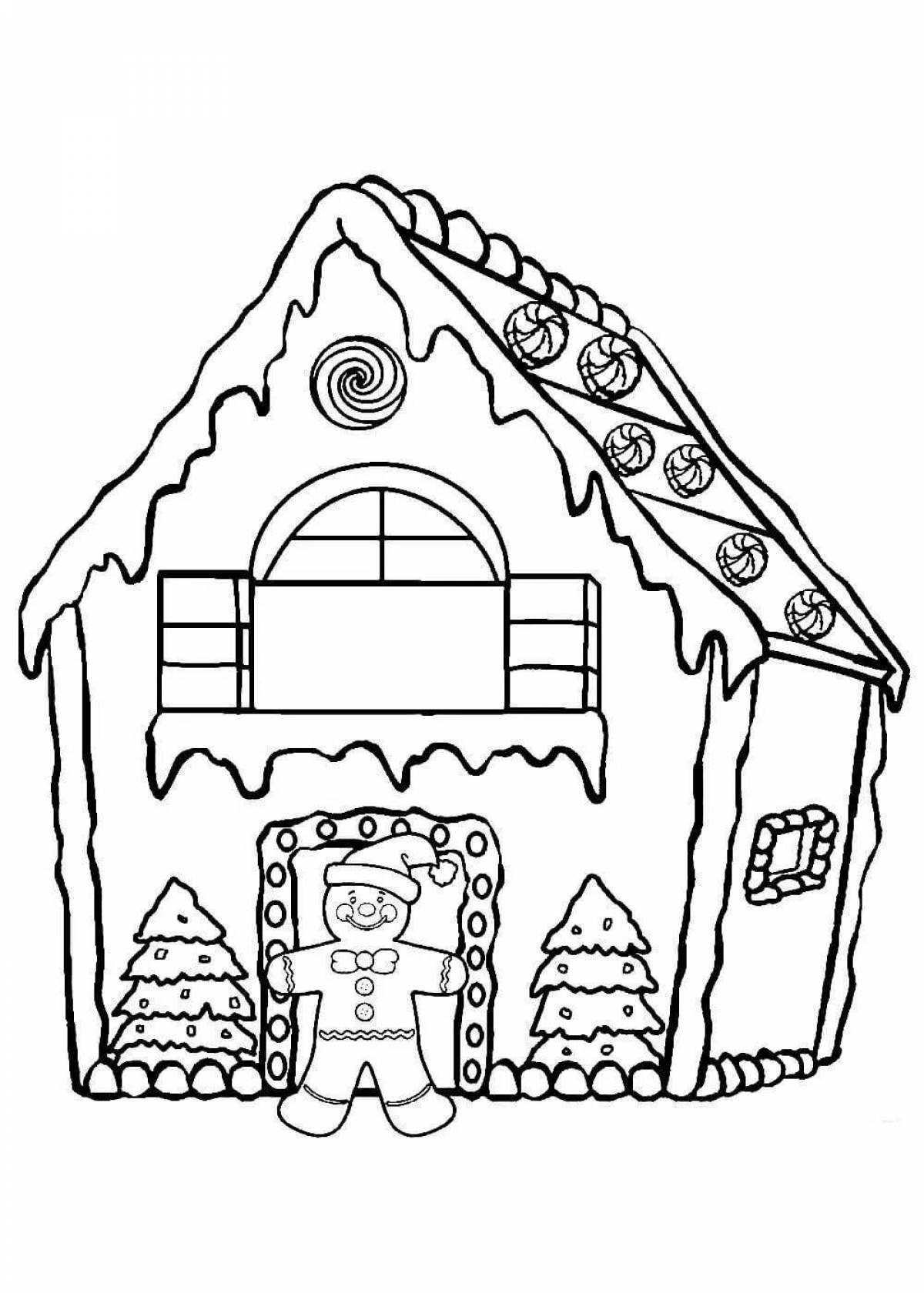 Magic coloring fairytale gingerbread house