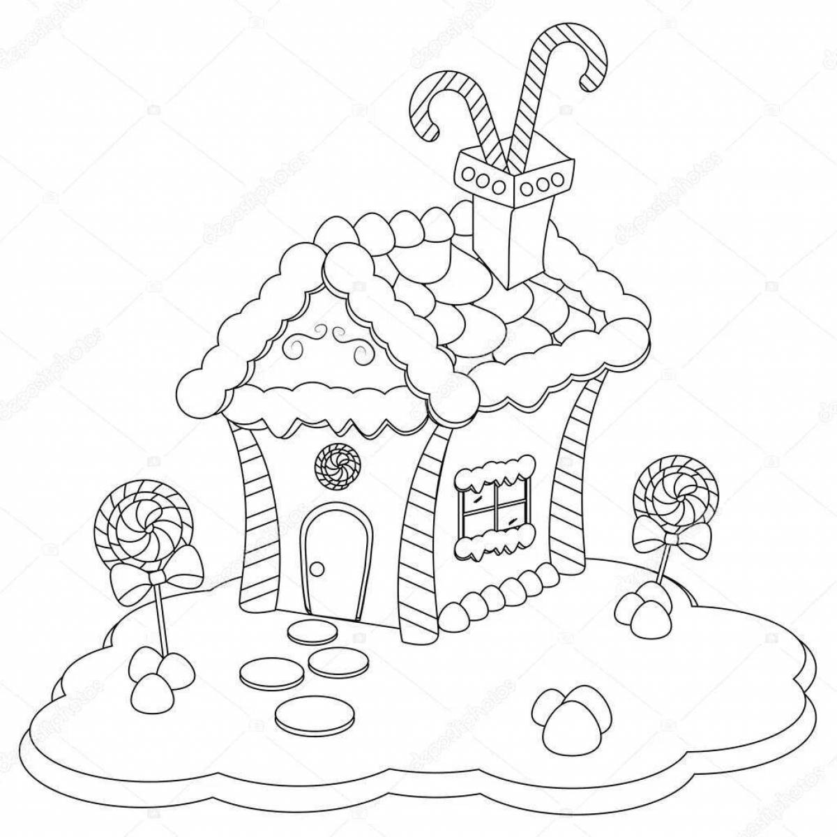 Мечтательная раскраска сказочный пряничный домик