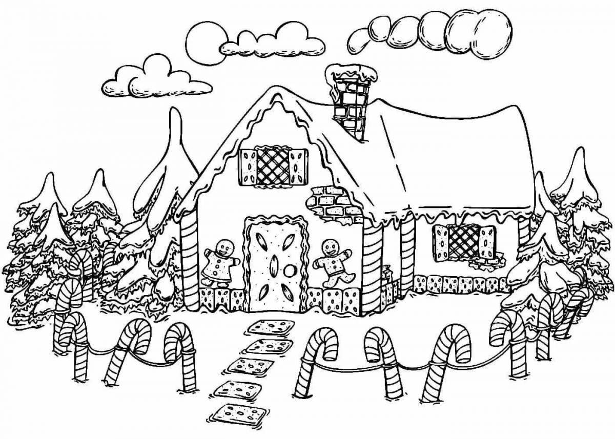 Восхитительная раскраска сказочный пряничный домик