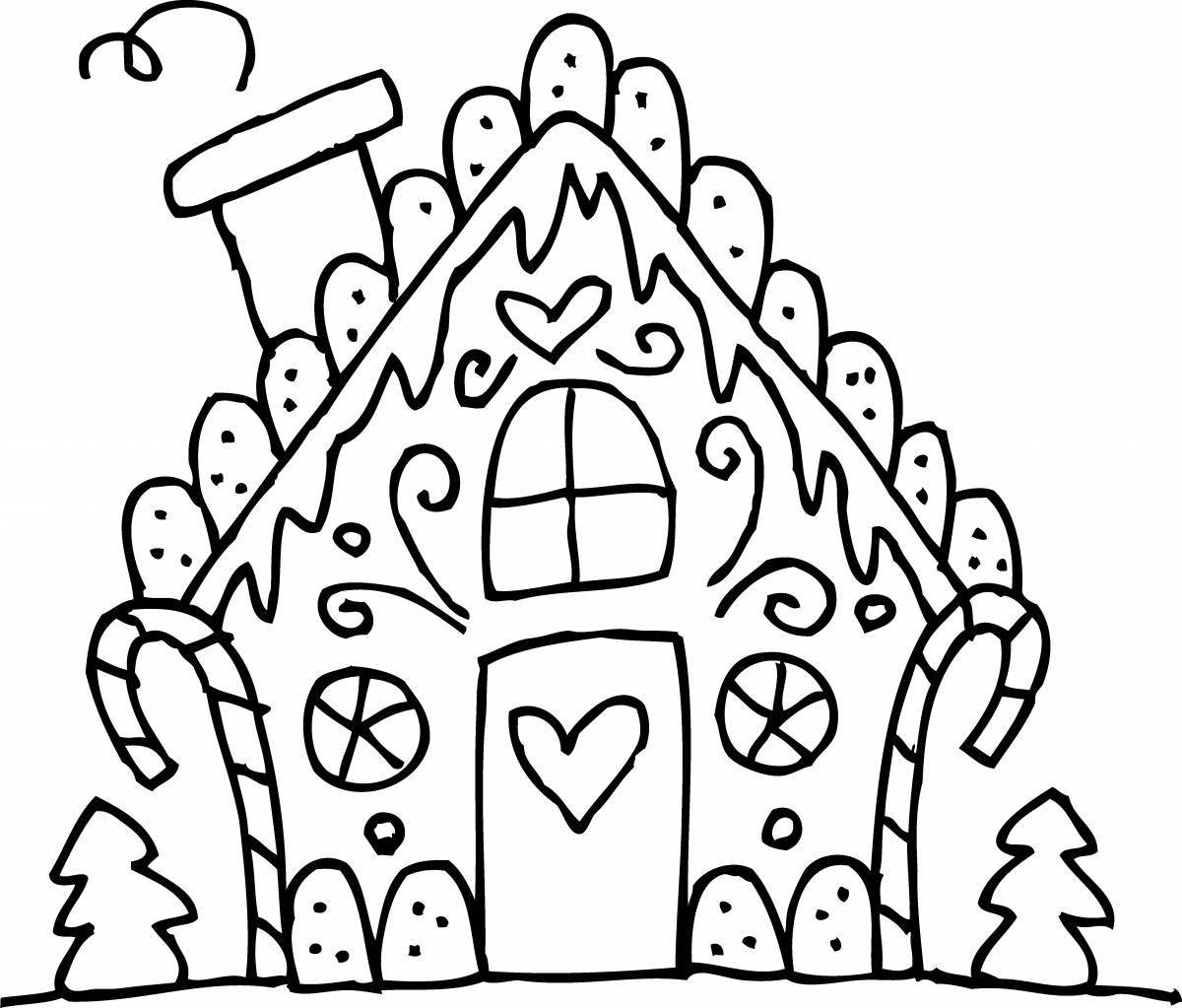 Sweet coloring fairytale gingerbread house