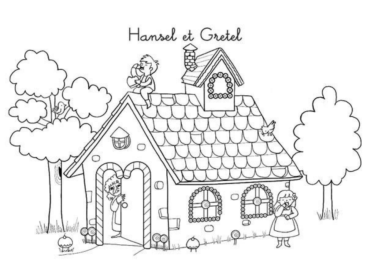 Fantastic gingerbread house coloring book