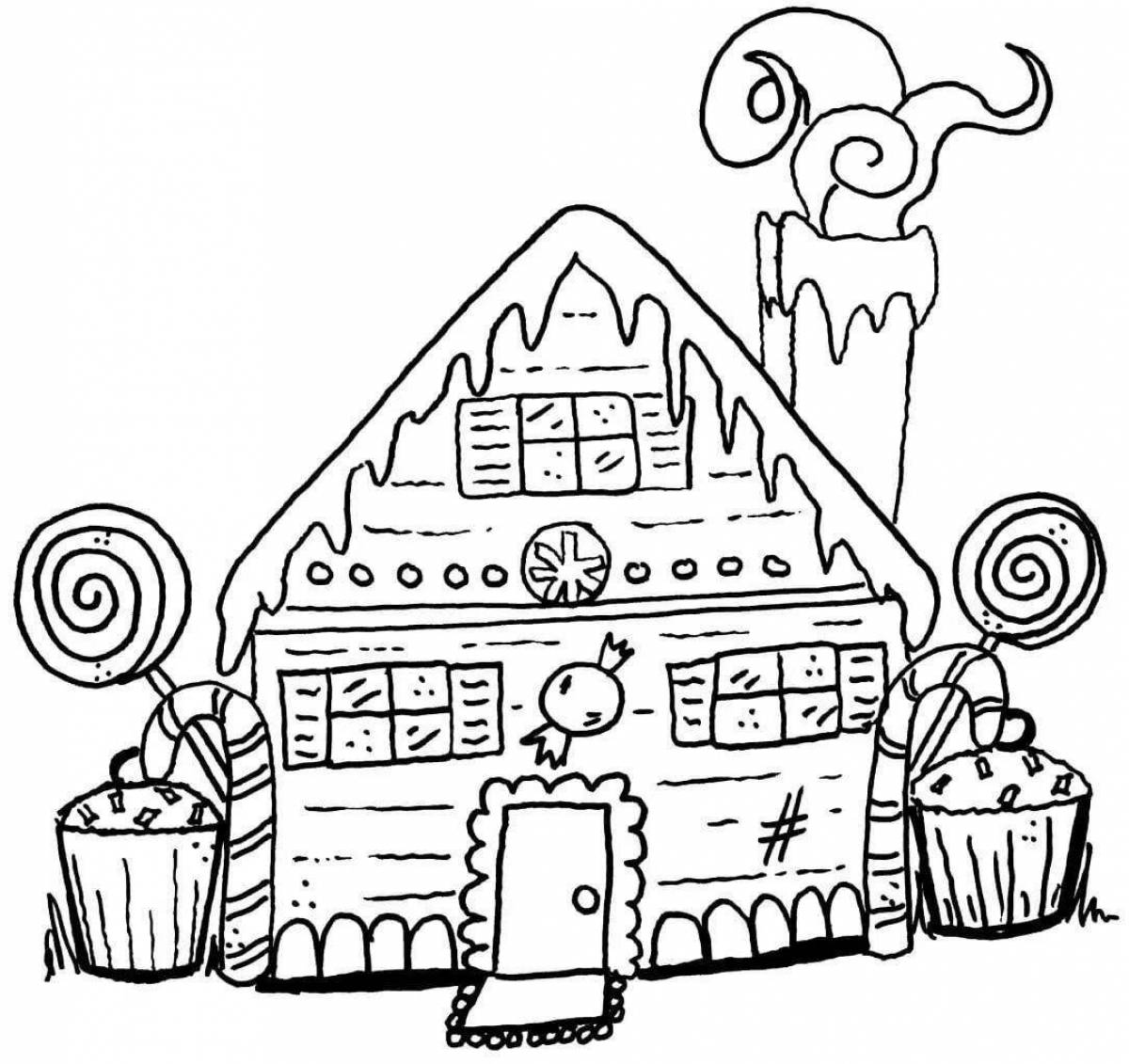 Mysterious gingerbread house coloring book