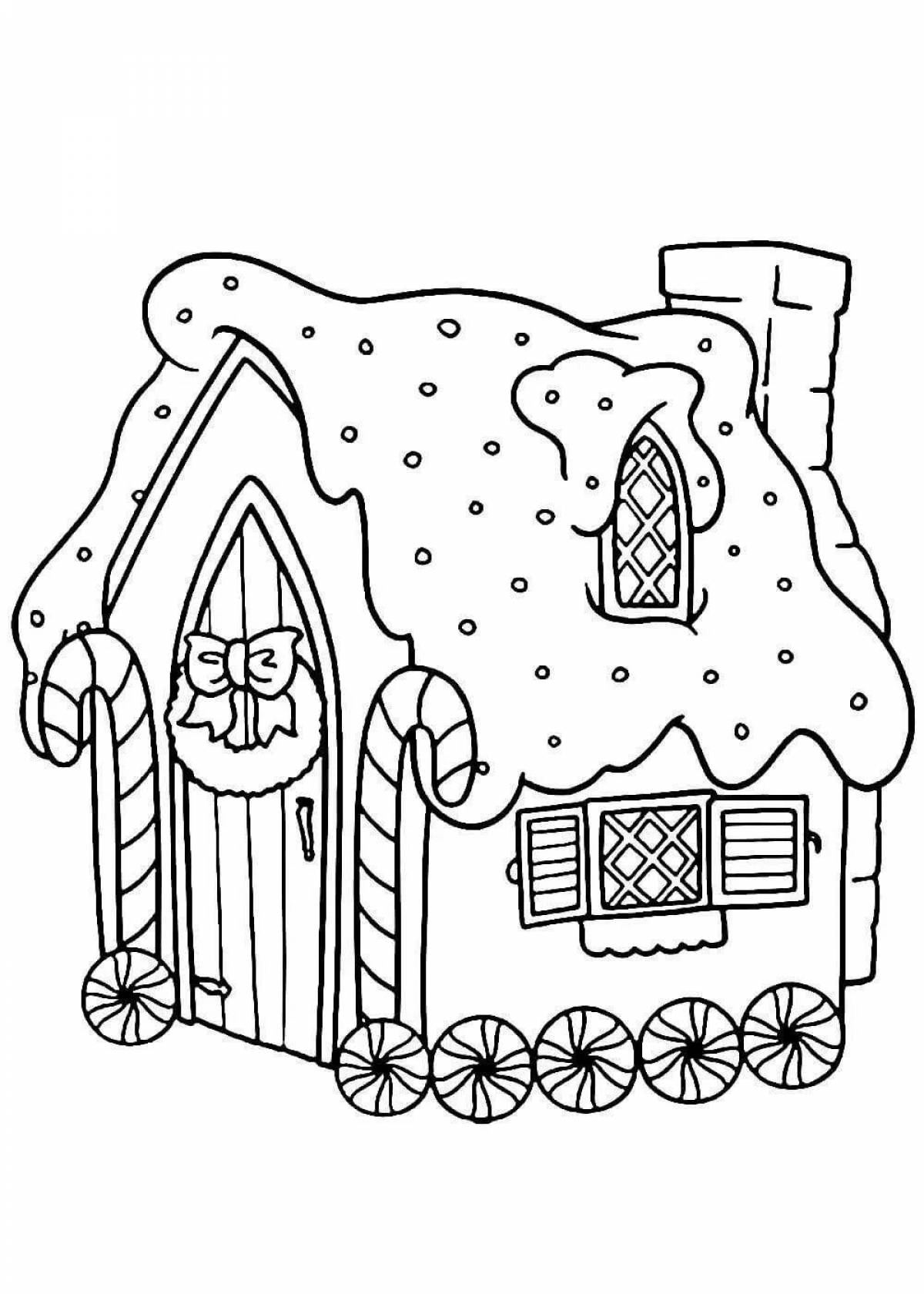 Intriguing fairytale gingerbread house coloring book