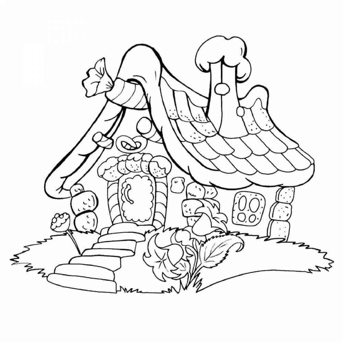 Unique fairytale gingerbread house coloring page