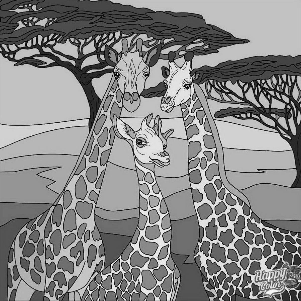 Adorable giraffe coloring by numbers