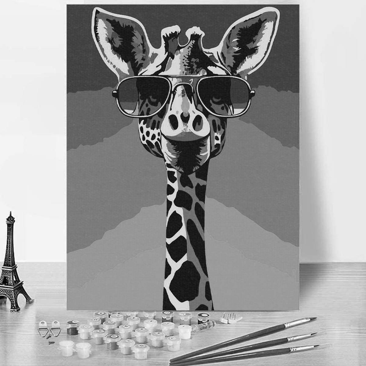 Анимированная страница раскраски жирафа по номерам