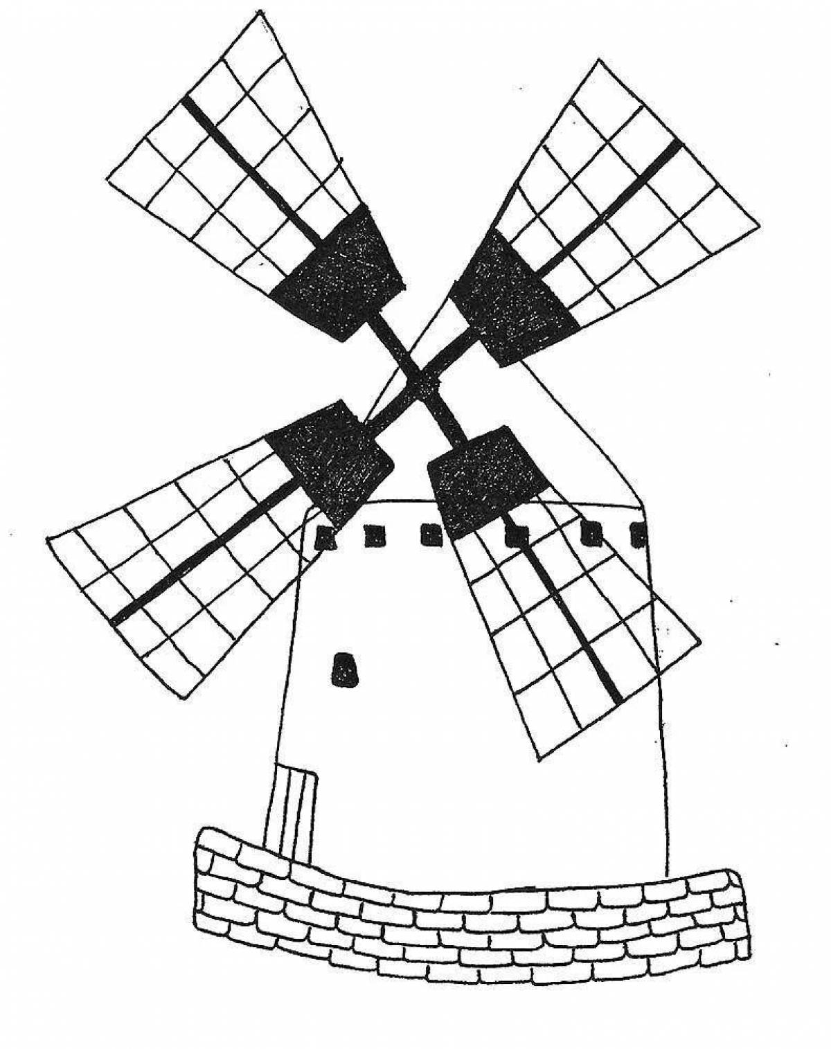 Children's windmill coloring pages