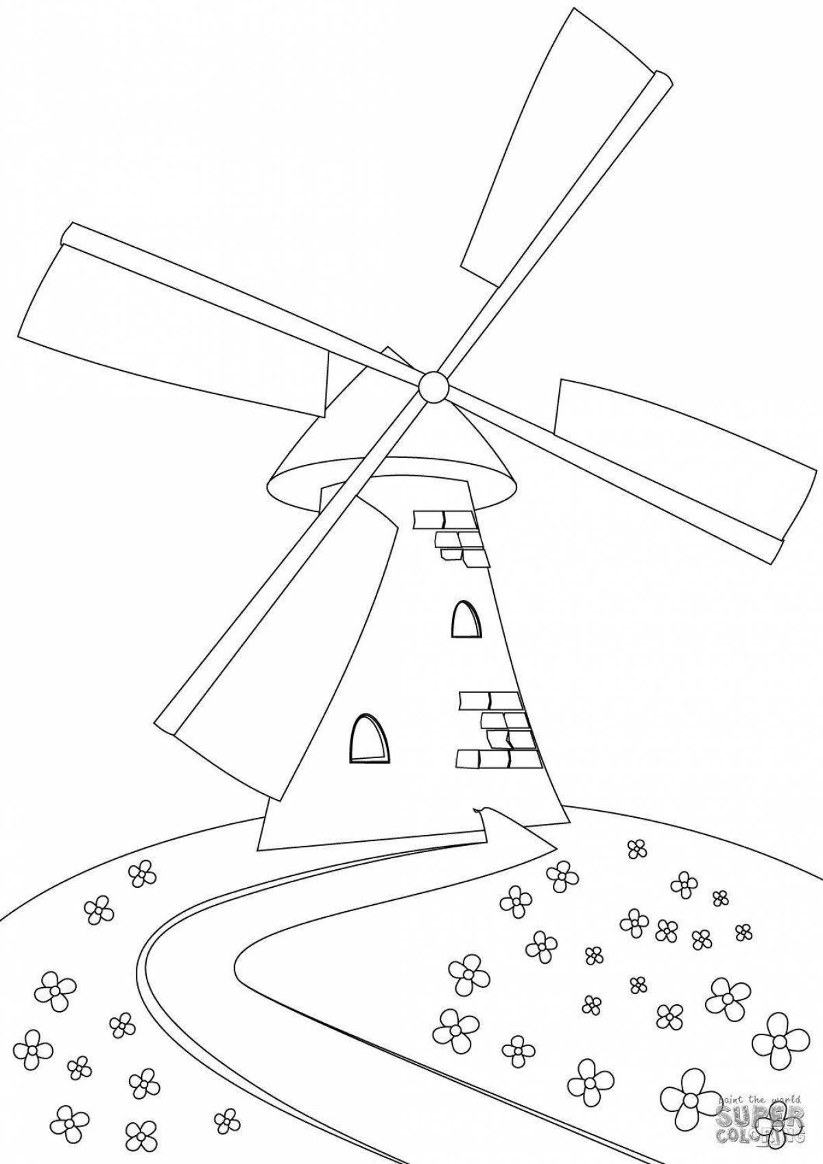 Joyful windmill coloring book for kids