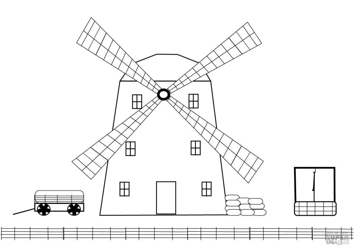 Coloring the magic windmill for children
