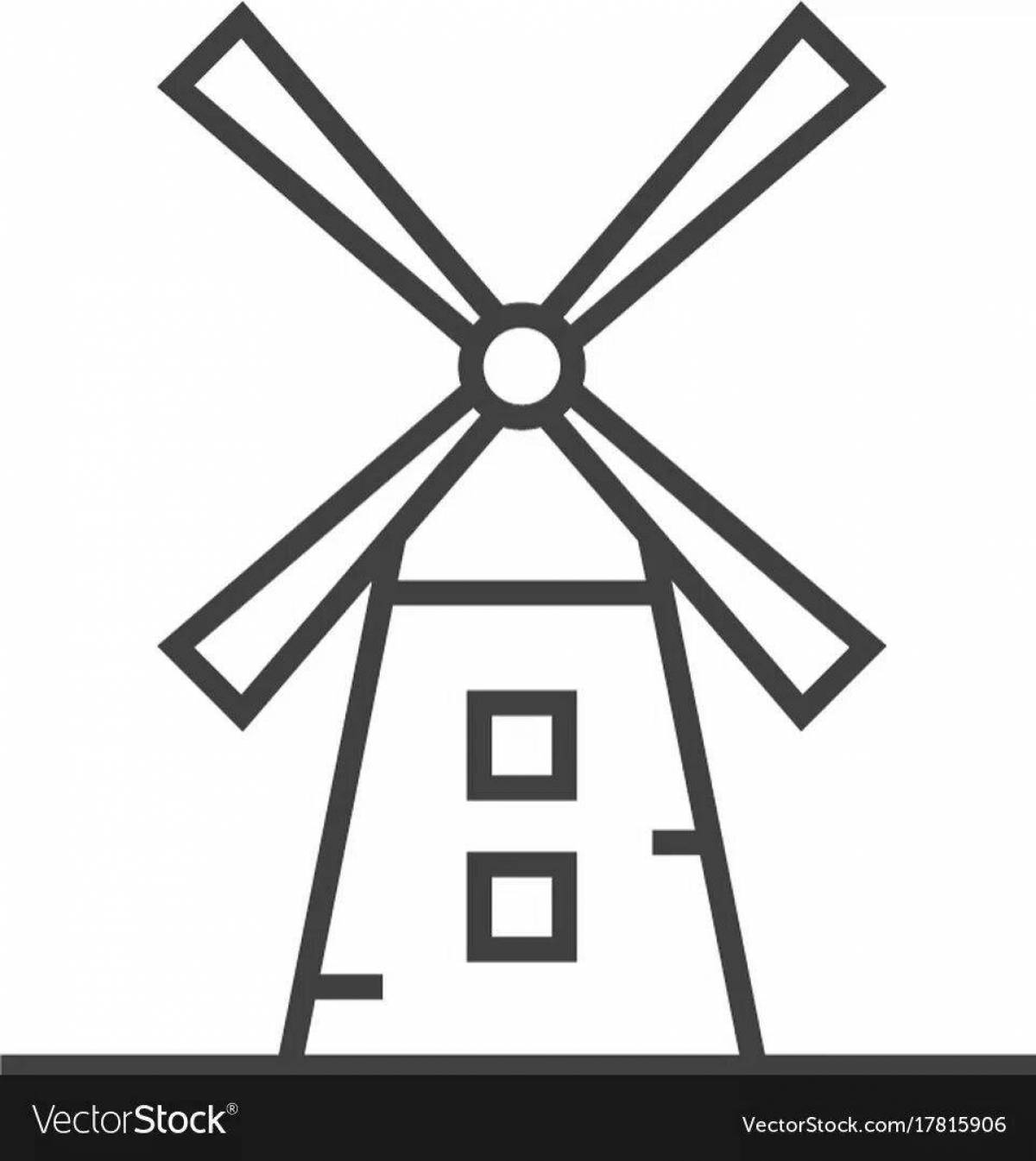 Playful windmill coloring book for kids