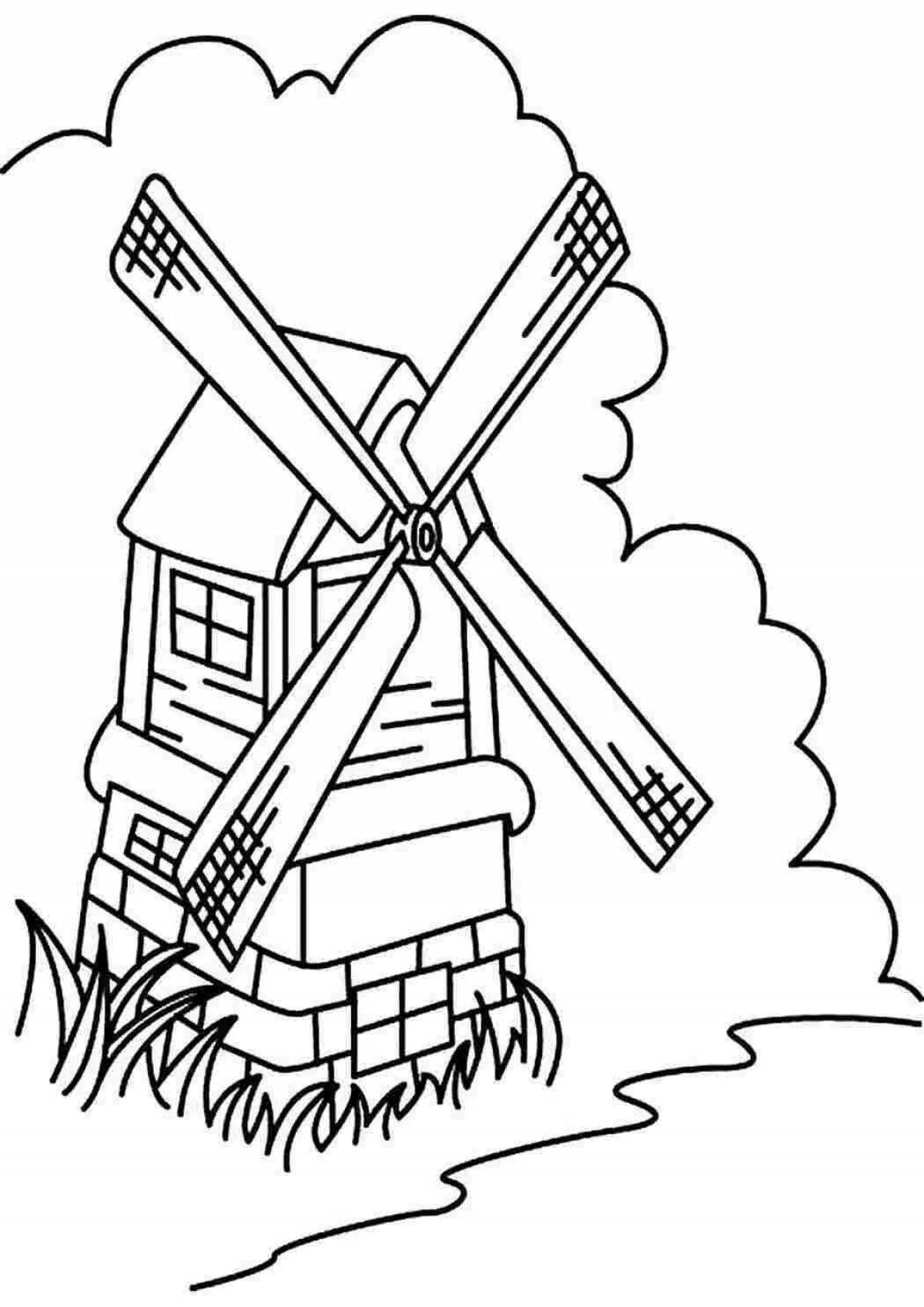Living windmill coloring pages for kids