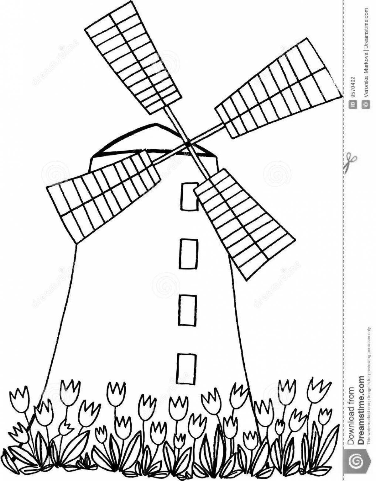 Fancy windmill coloring book for kids