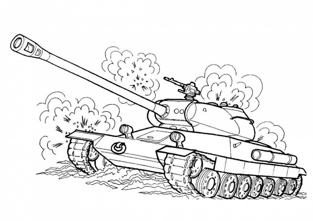 Colorful tank coloring page