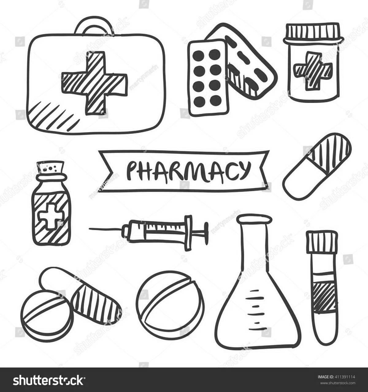 Charming pharmacy coloring book