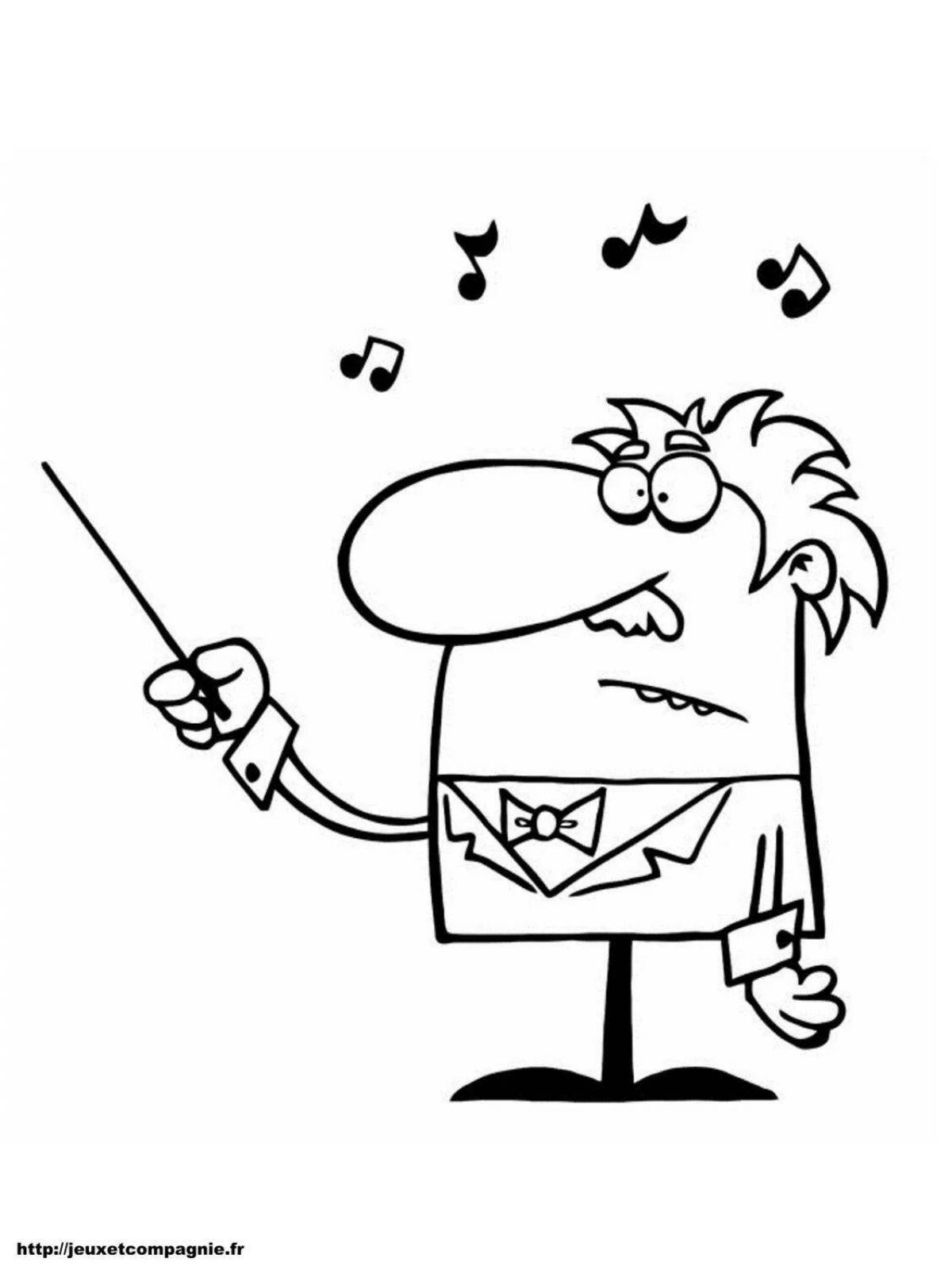 Coloring page charming conductor for the little ones
