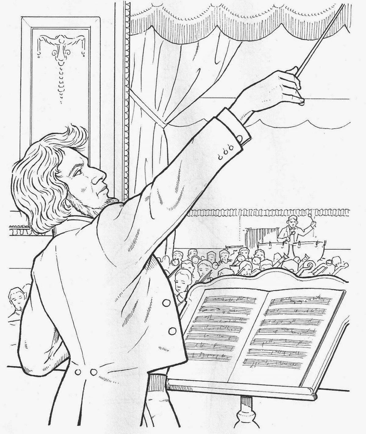 Inspirational conductor coloring book for kids