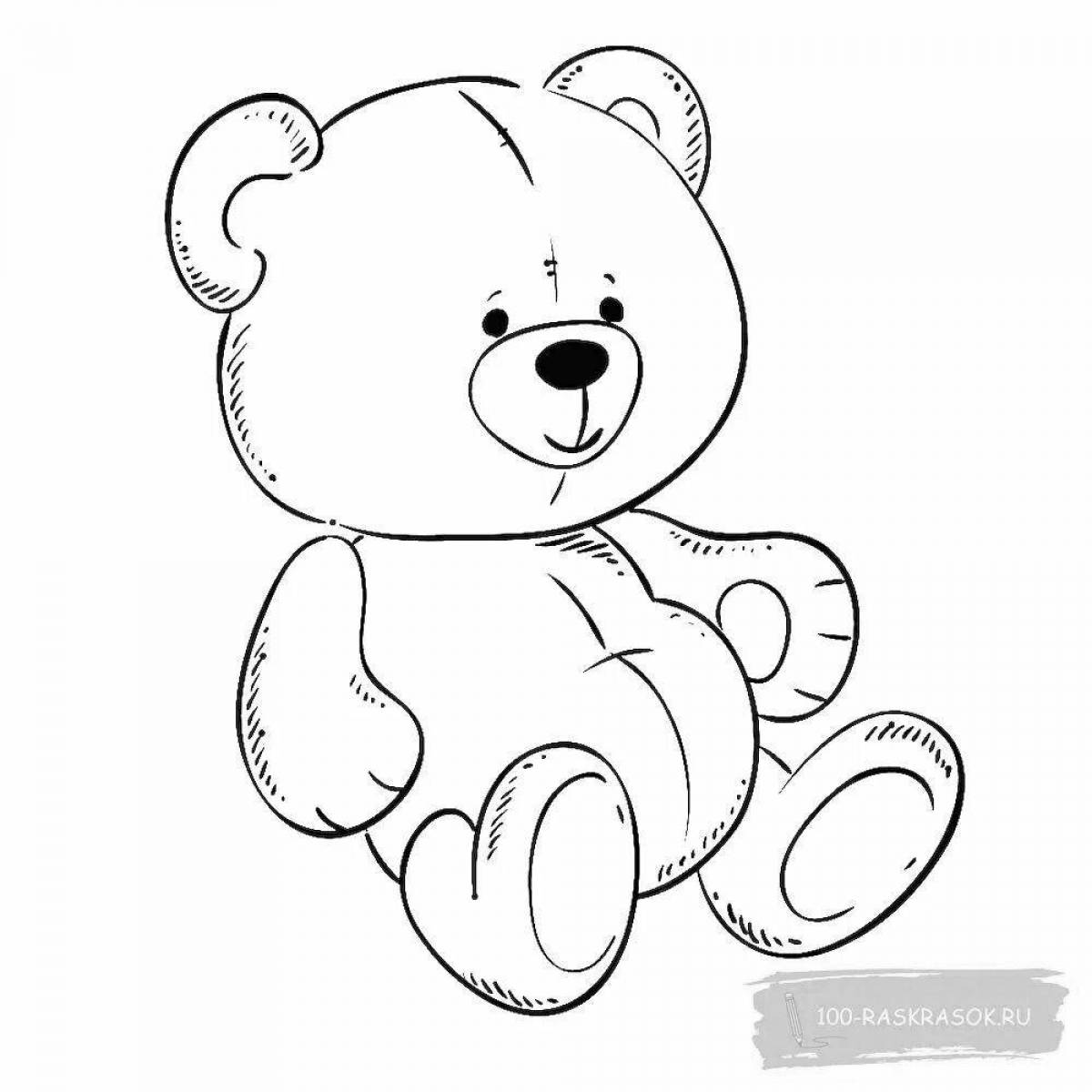 Coloring book loving teddy bear