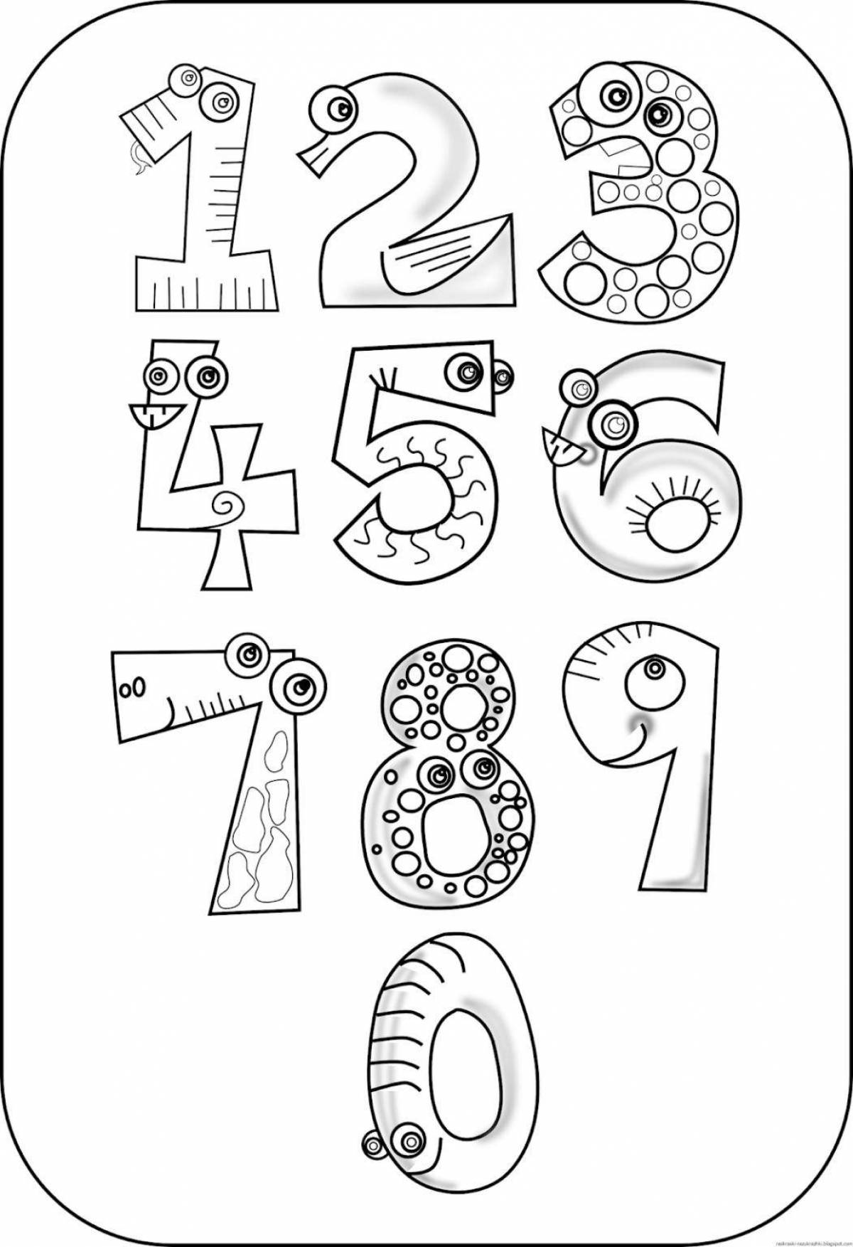 Colorful numbers coloring book with eyes