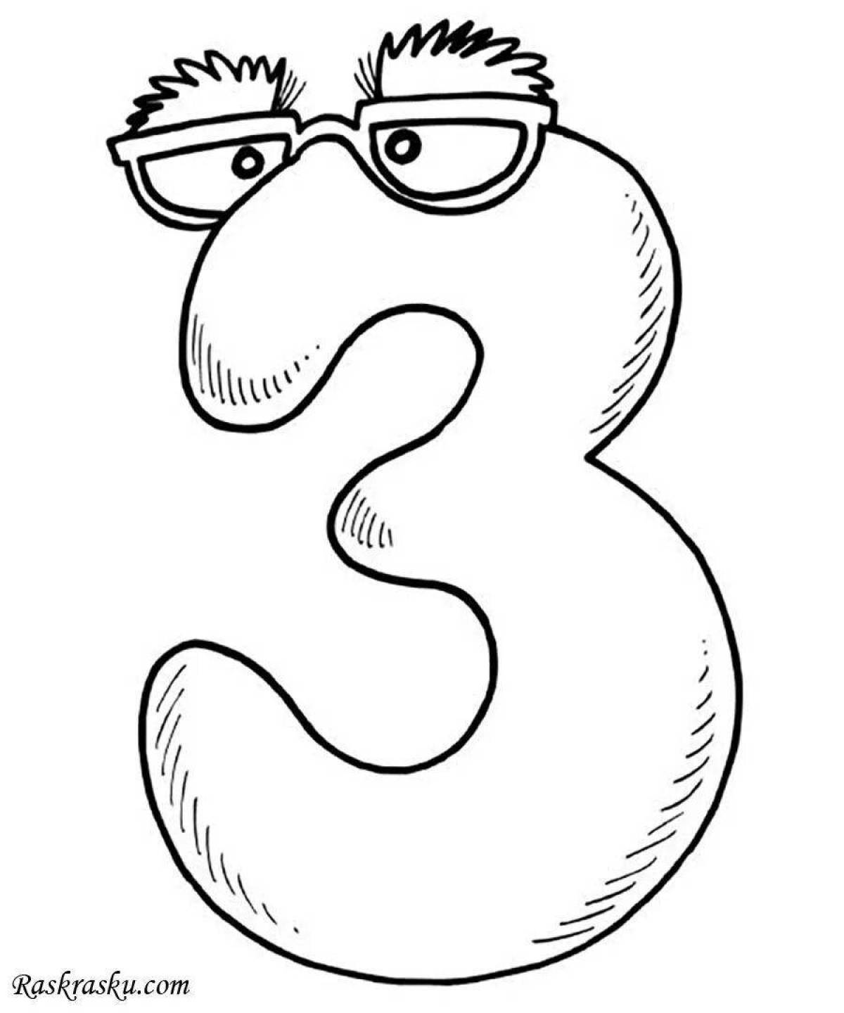 Playful coloring page numbers with eyes