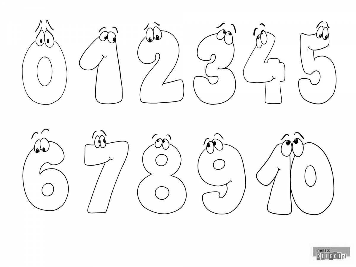Glittering coloring pages with page numbers with eyes
