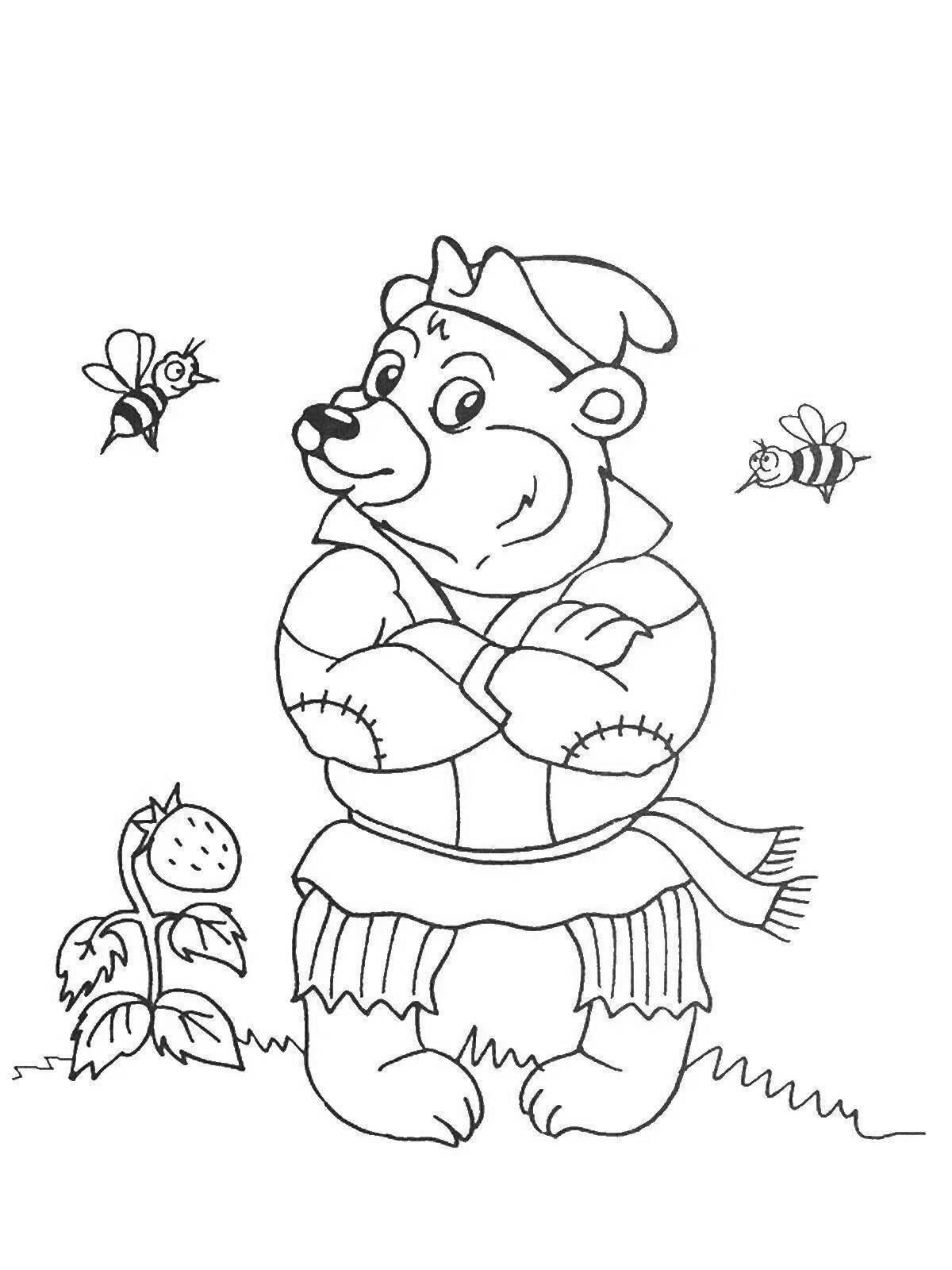 Медведь из сказки Колобок раскраска для детей