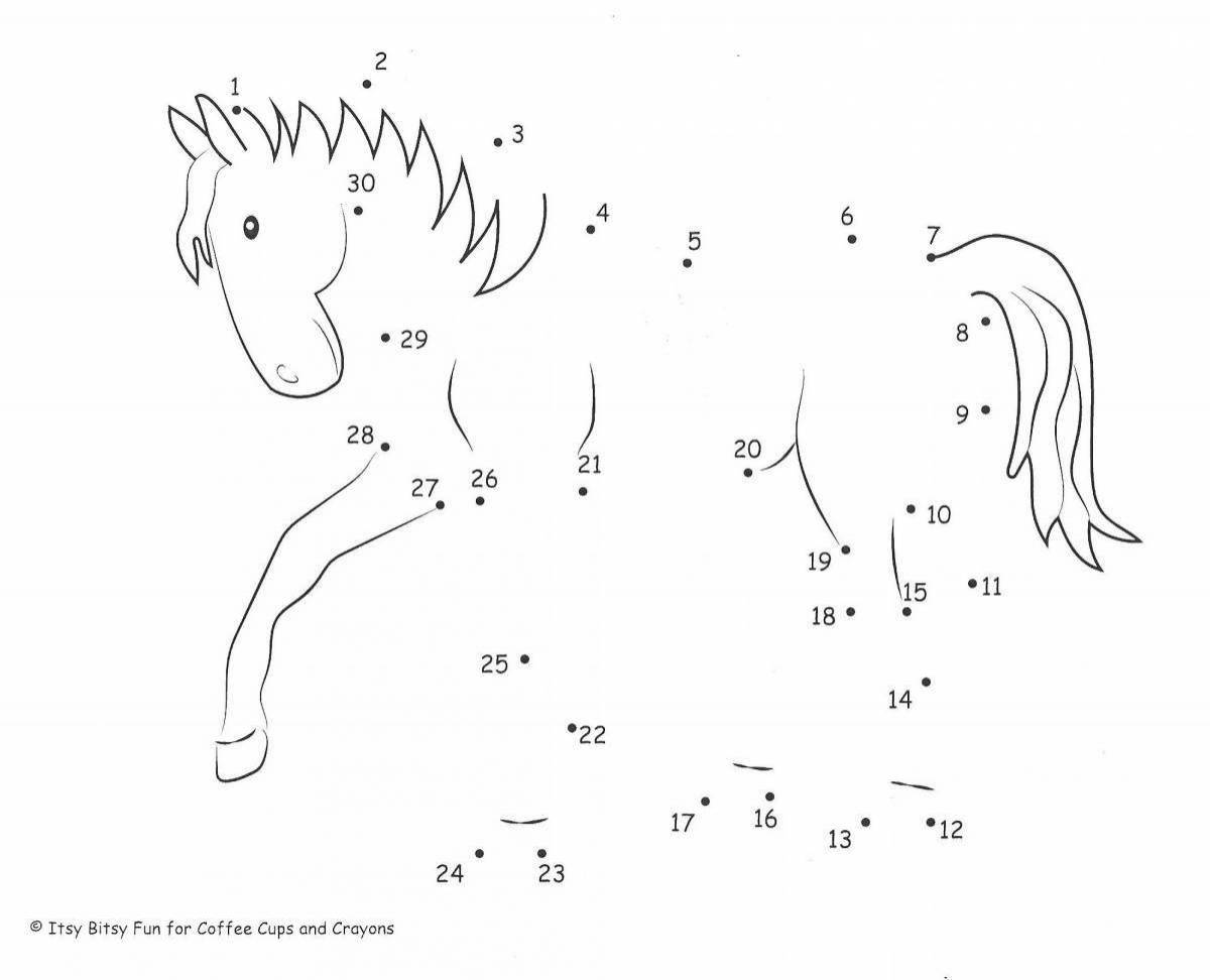 Нарисовать лошадь по цифрам