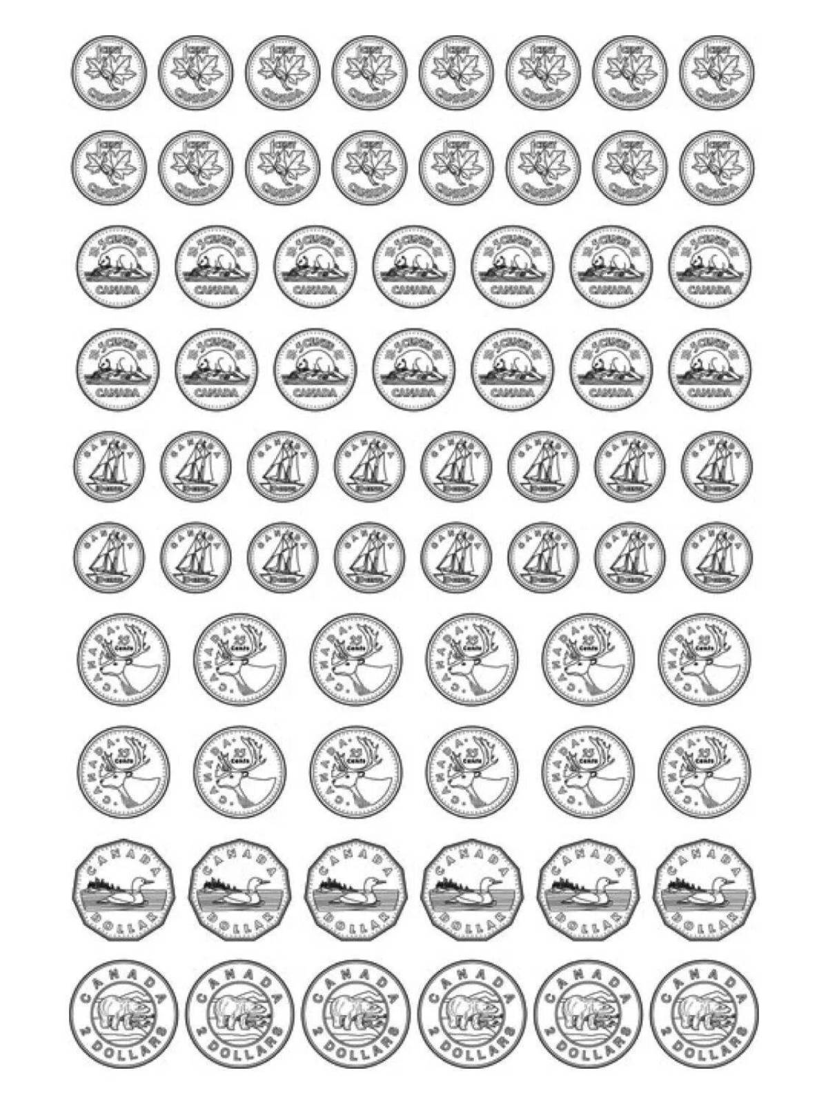 монеты картинки для детей распечатать
