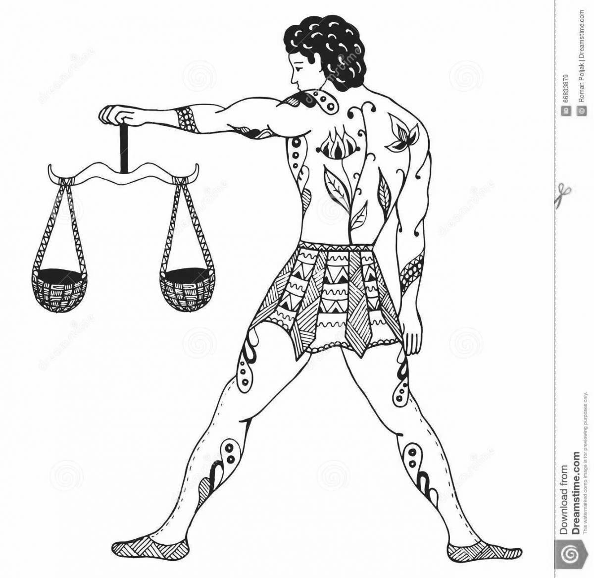 Раскраска знака зодиака весы мужчина