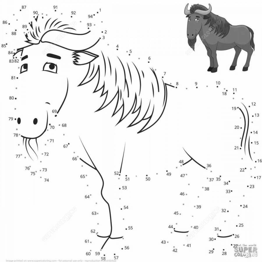 Рисование лошадки по точкам