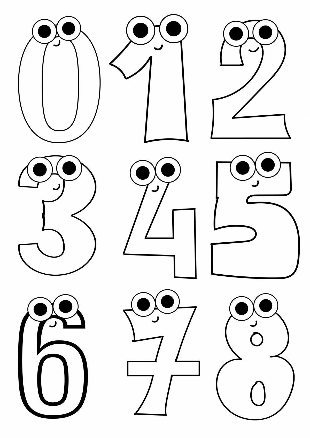 Funny coloring page numbers with eyes