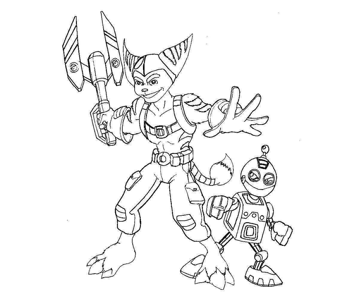 Playful ratchet and clank coloring page