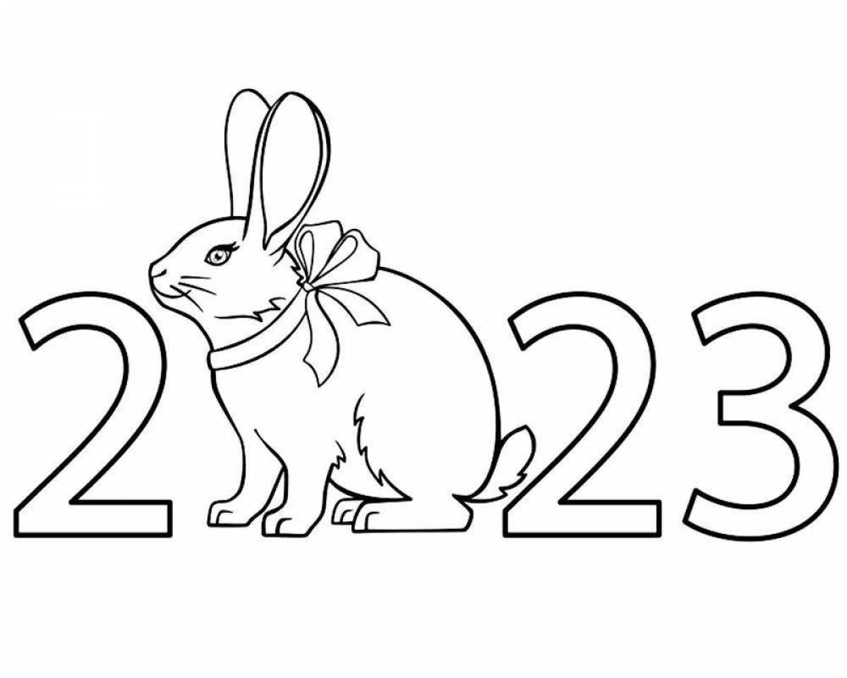 Coloring book luminous hare new year 2023