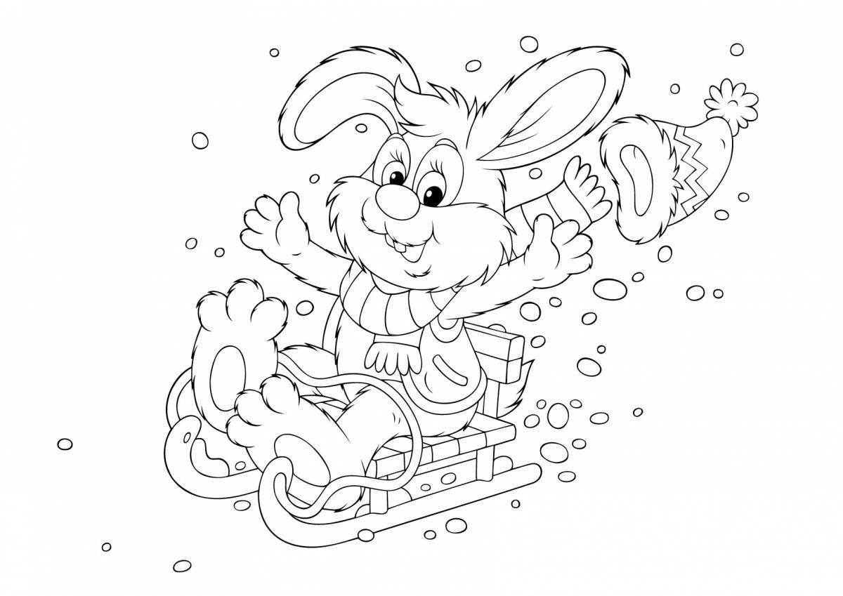 Coloring book glamor hare new year 2023