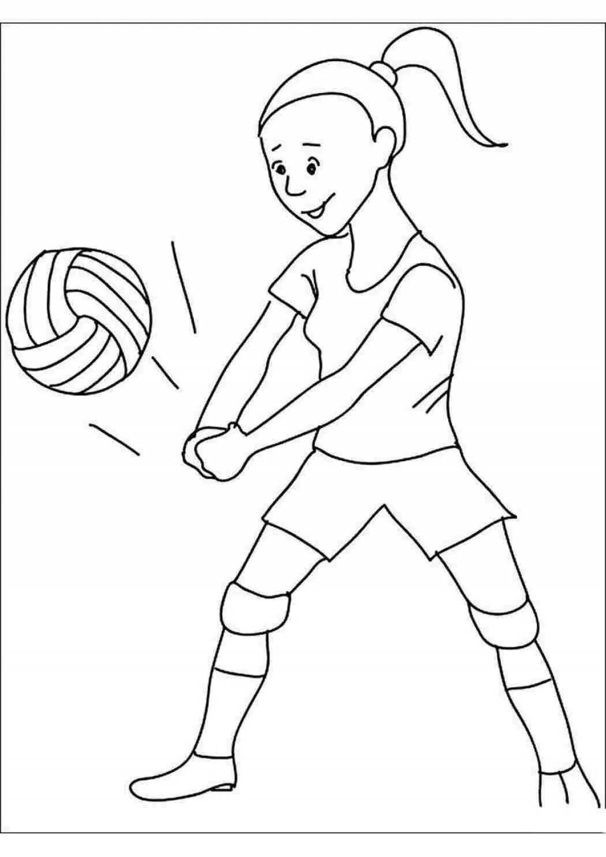 Playful volleyball coloring book for kids