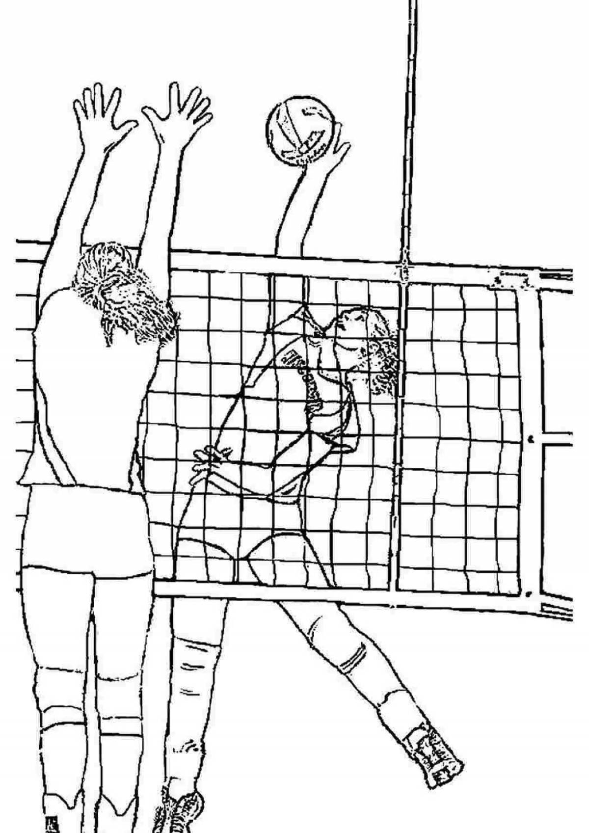 Colourful volleyball coloring book for little kids
