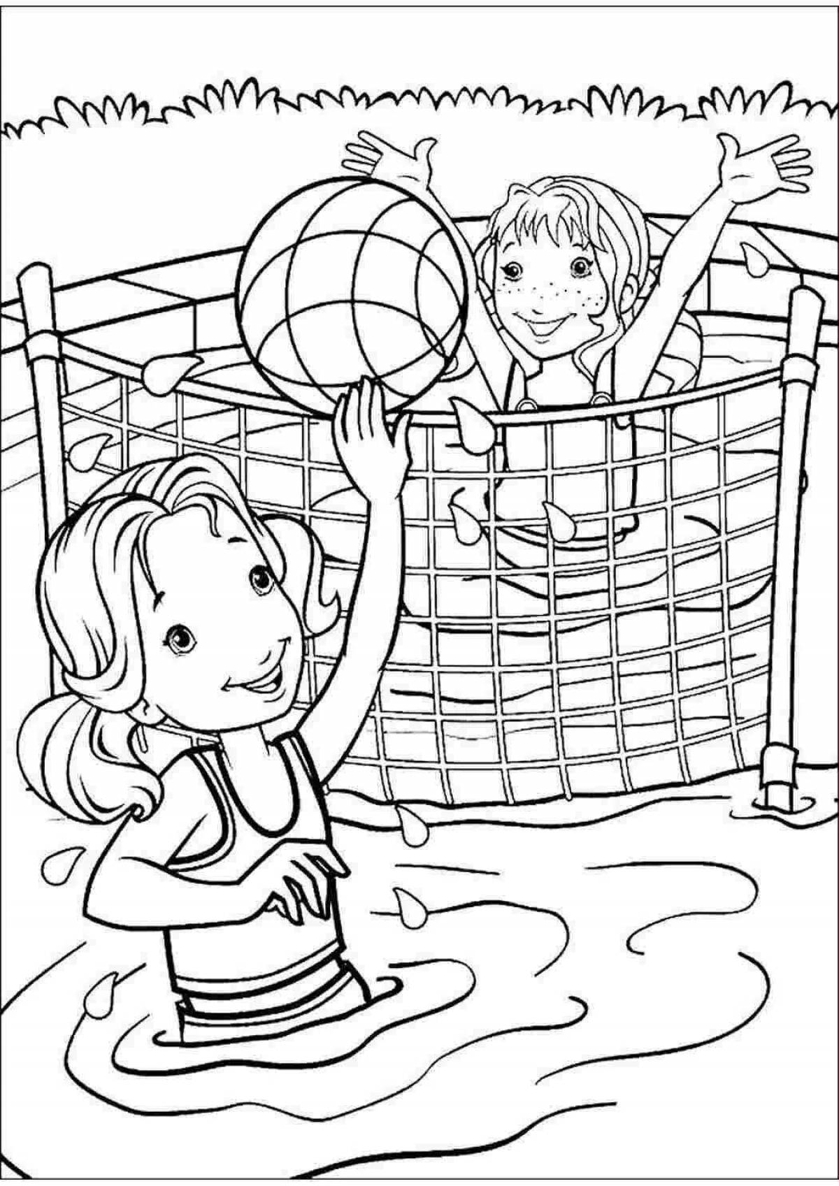 Colorful pre-k volleyball coloring book